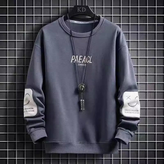 Long-sleeved T-shirt men's autumn 2024 new fashion Joker crew neck loose sweater men's casual handsome top