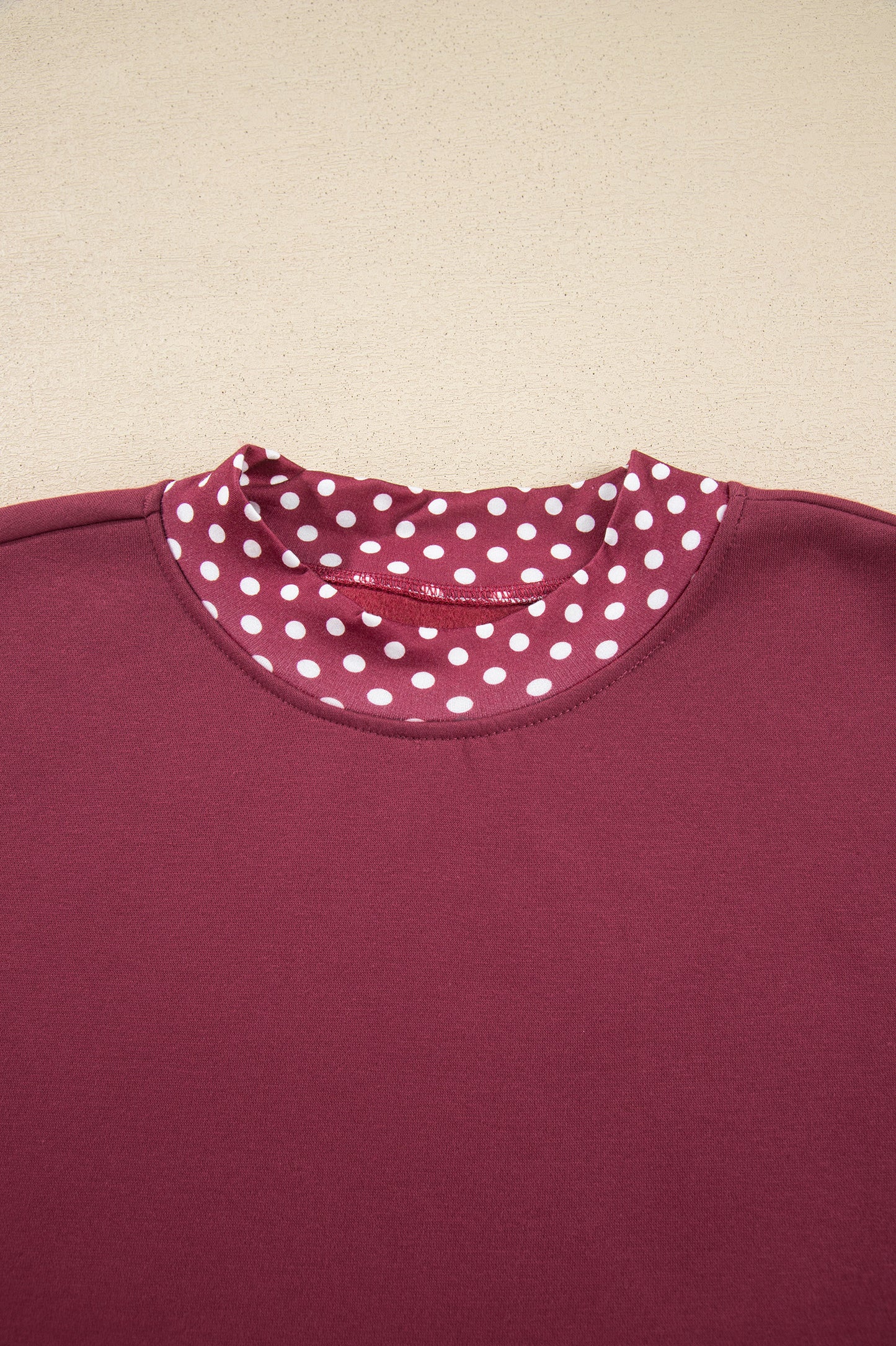 Pink Colorblock Polka Dot Contrast Trim Oversized Sweatshirt
