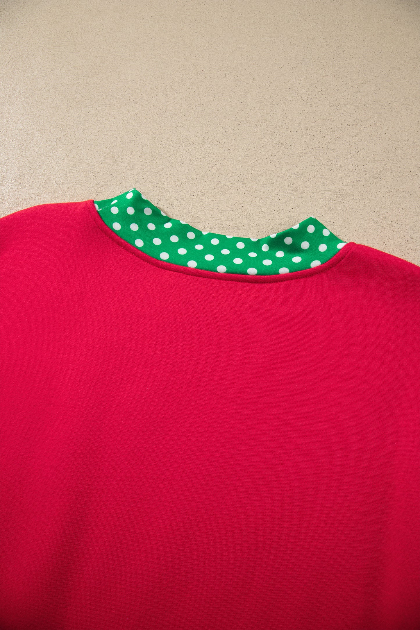 Pink Colorblock Polka Dot Contrast Trim Oversized Sweatshirt