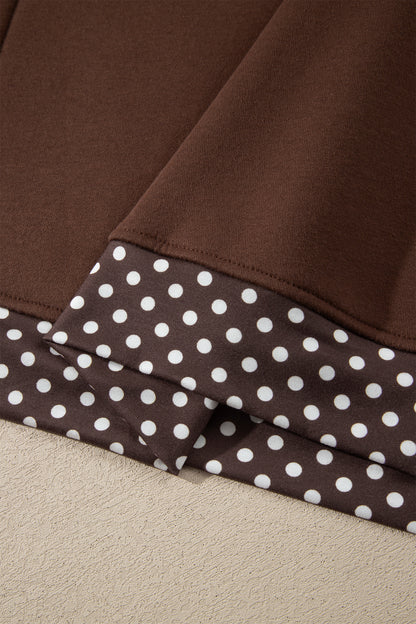 Pink Colorblock Polka Dot Contrast Trim Oversized Sweatshirt