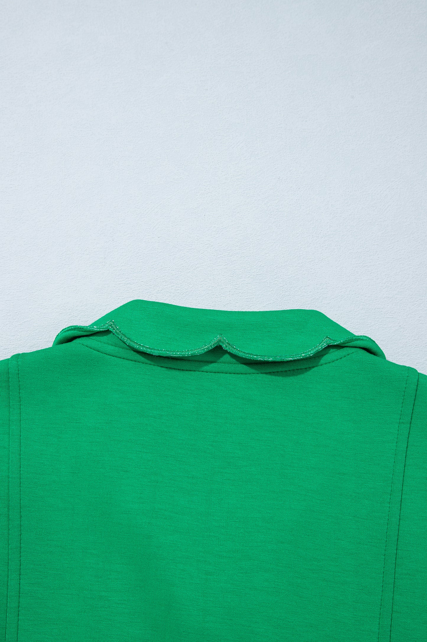 Bright Green Sleeveless Zip Front Scallop Hem Mini Dress