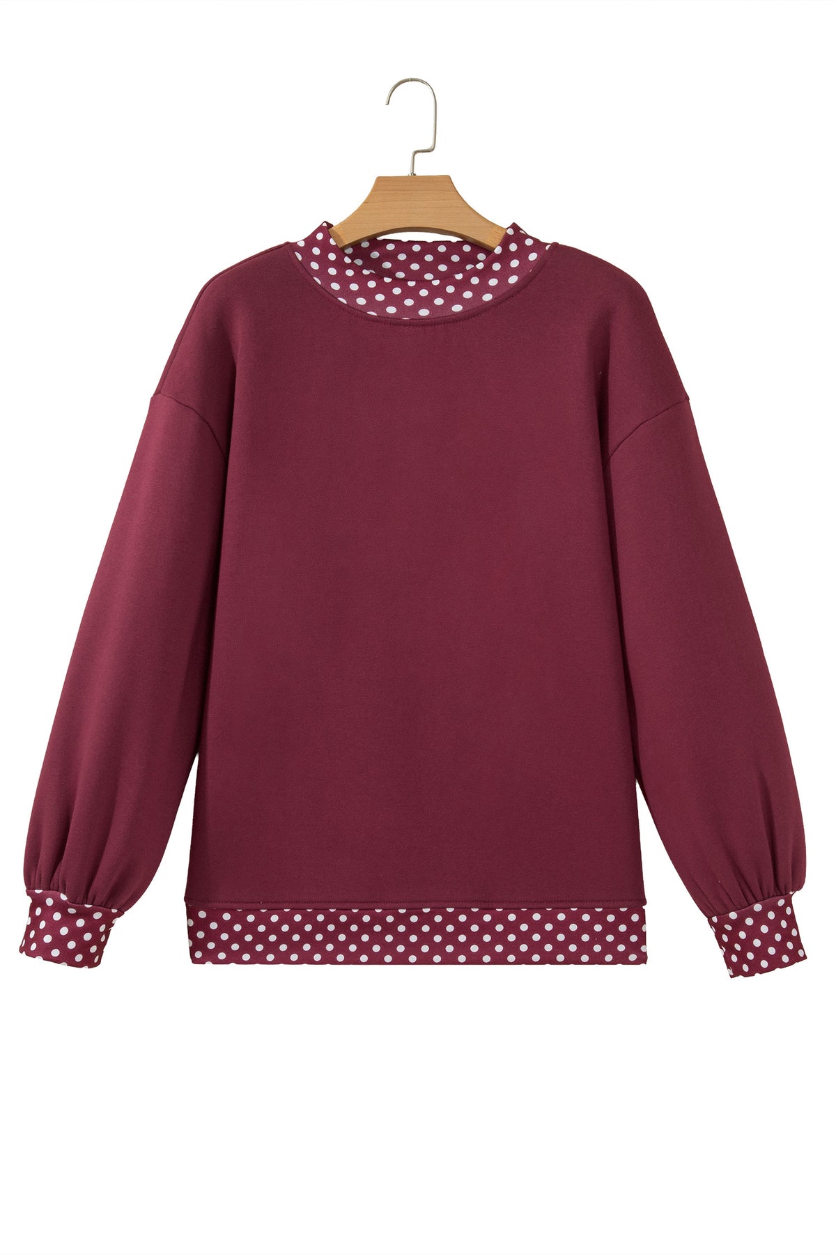 Pink Colorblock Polka Dot Contrast Trim Oversized Sweatshirt