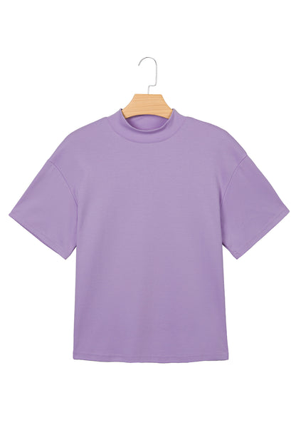 Sachet Pink Solid Color High Neck Oversize Tee