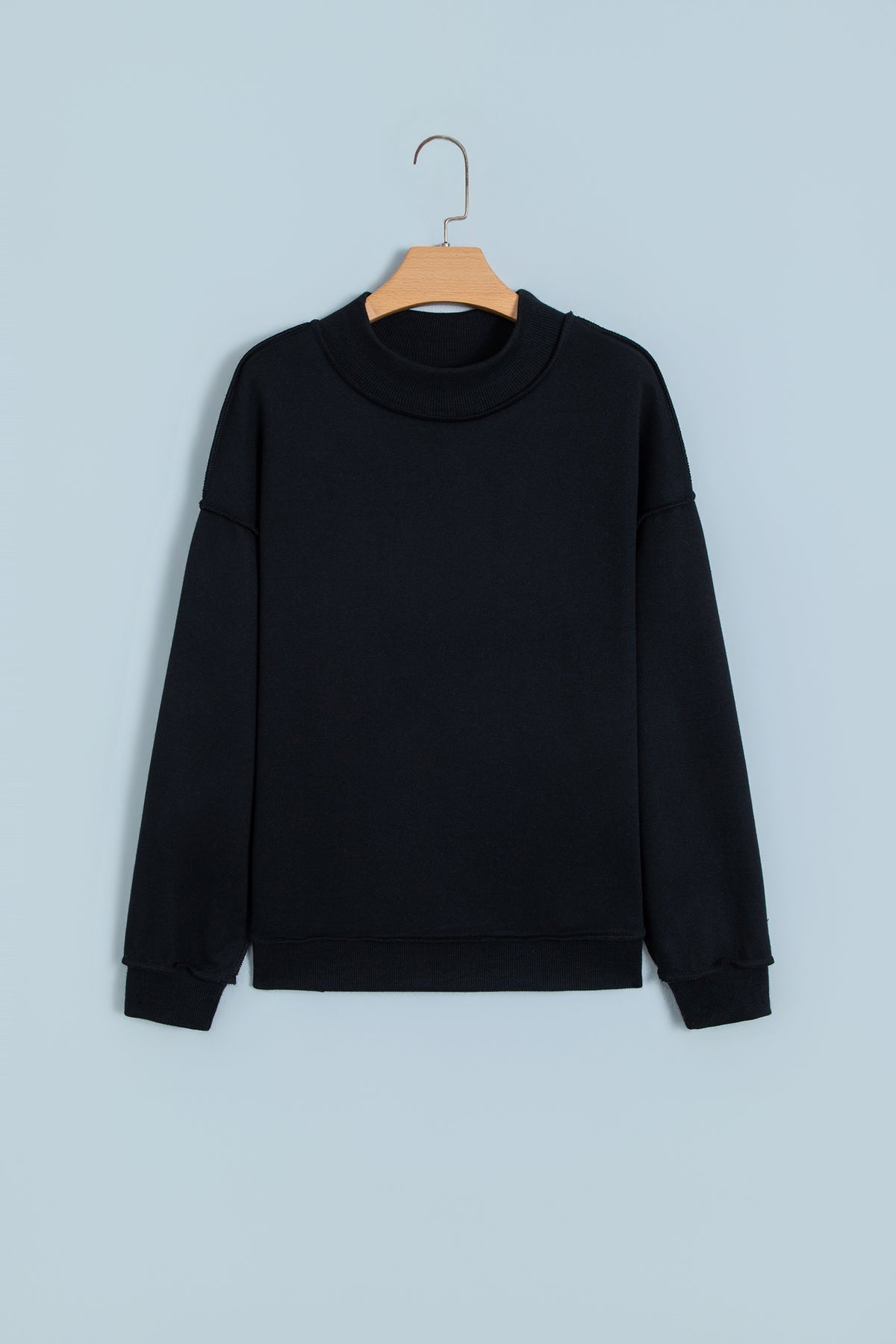 Coffee Oversize Drop Shoulder Reversible Mock Neck Sweatshirt