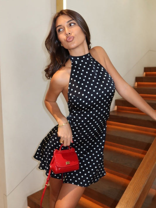 Cross-Border Amazon Women's Clothing 2026 Spring New High-End Fashion Elegant Printed Sexy Backless Waist-Cinching Dress