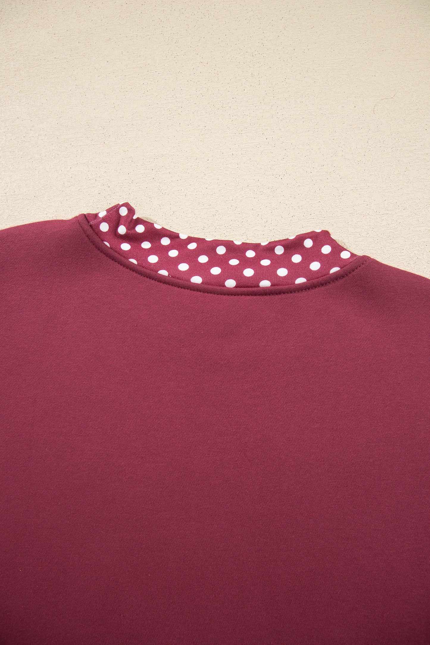 Pink Colorblock Polka Dot Contrast Trim Oversized Sweatshirt