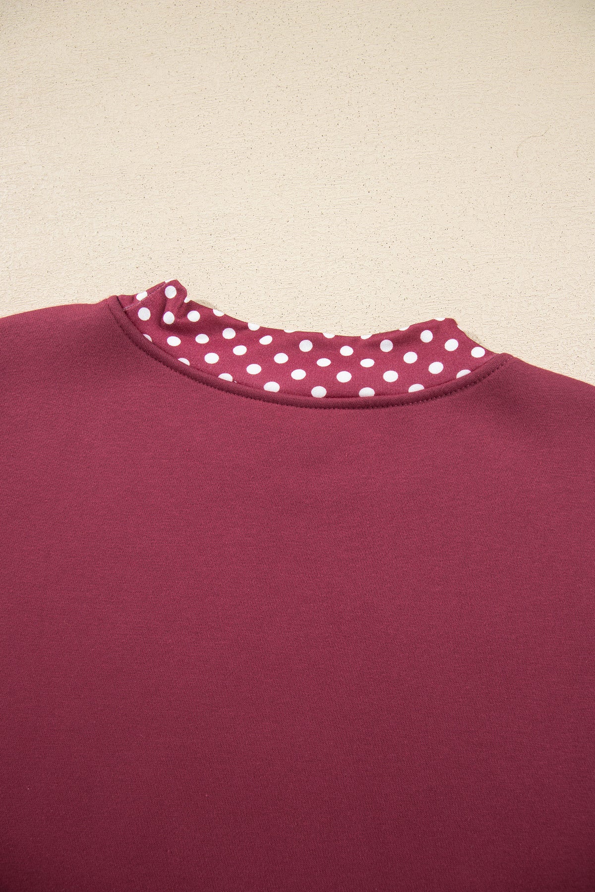 Pink Colorblock Polka Dot Contrast Trim Oversized Sweatshirt