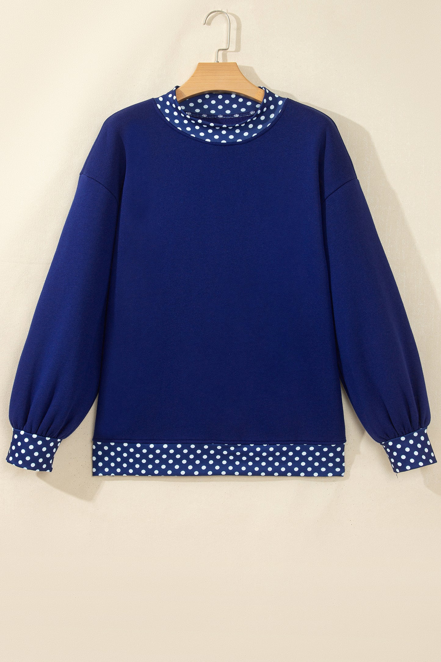Pink Colorblock Polka Dot Contrast Trim Oversized Sweatshirt