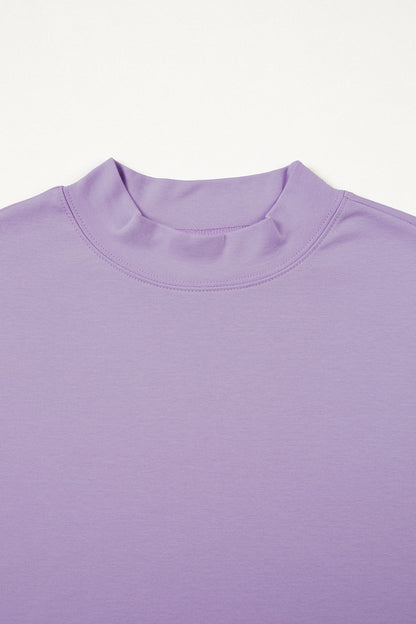 Sachet Pink Solid Color High Neck Oversize Tee