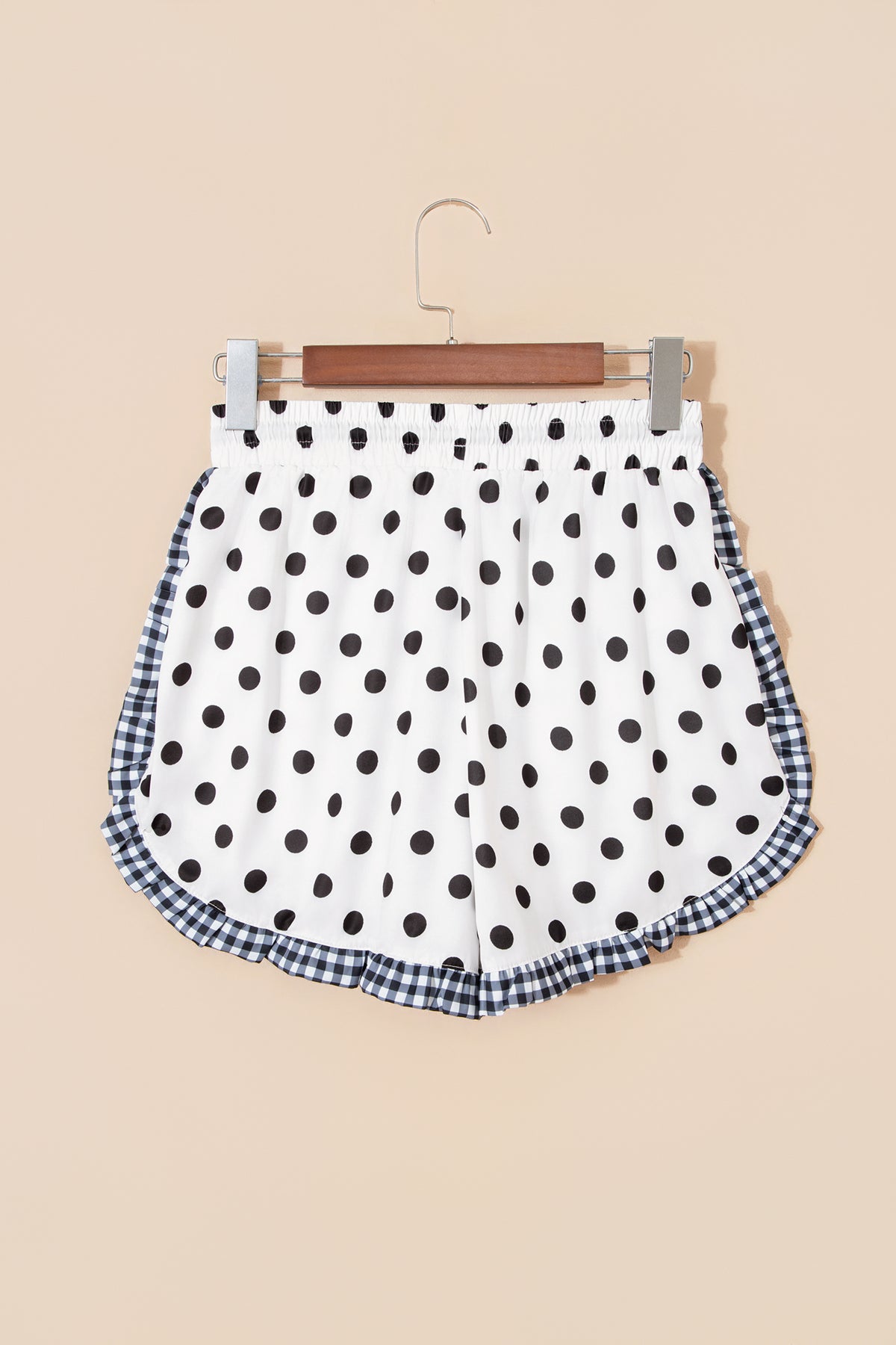 Khaki Leopard Print Contrast Ruffle Trim Shorts
