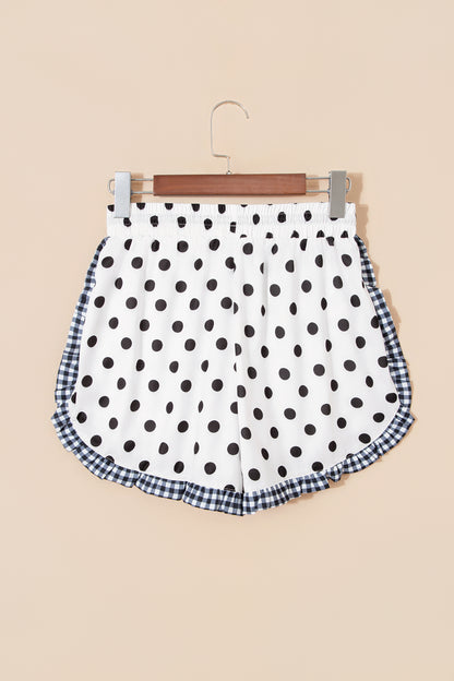 Khaki Leopard Print Contrast Ruffle Trim Shorts