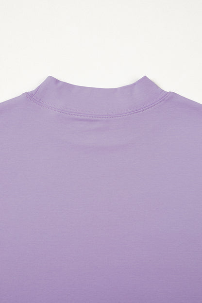 Sachet Pink Solid Color High Neck Oversize Tee