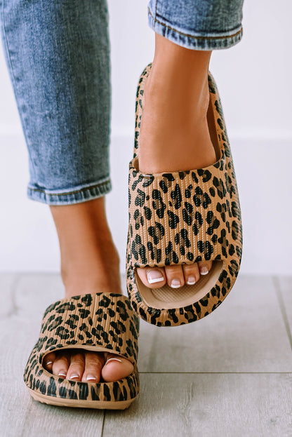 Black Print Thick Sole Slip On Slippers