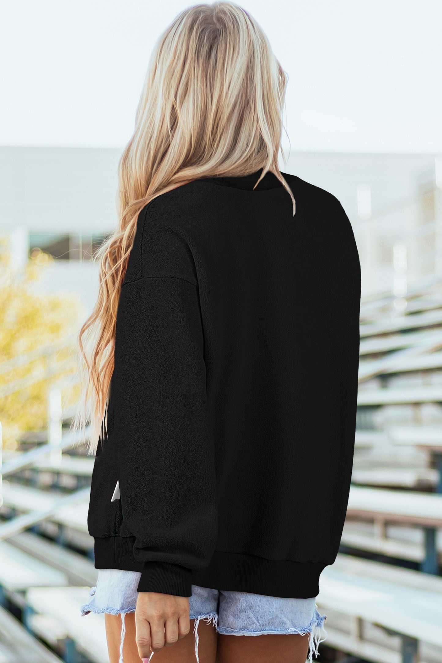 Coffee Oversize Drop Shoulder Reversible Mock Neck Sweatshirt