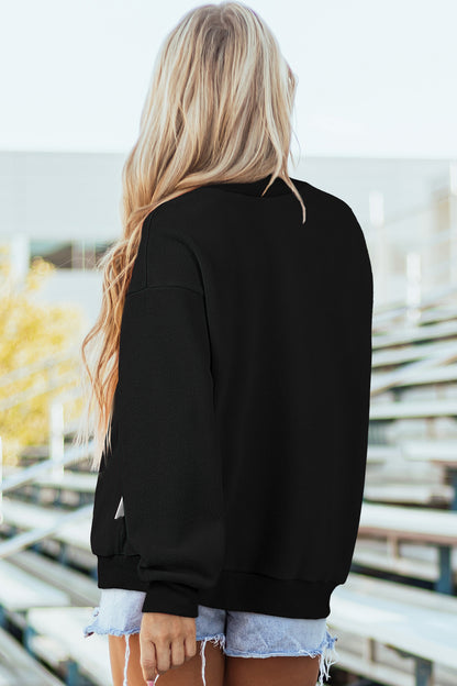 Coffee Oversize Drop Shoulder Reversible Mock Neck Sweatshirt
