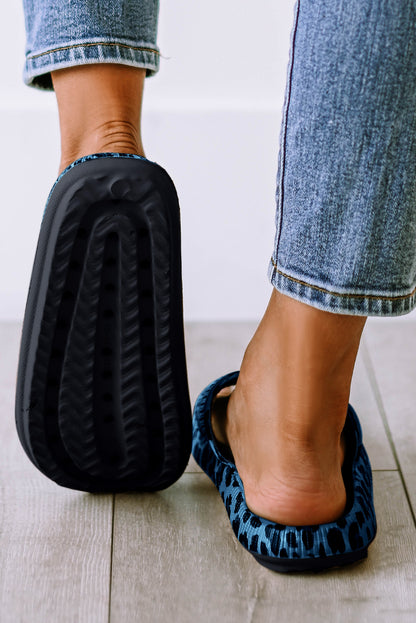 Black Print Thick Sole Slip On Slippers