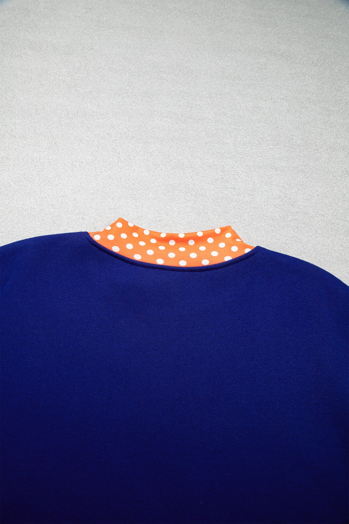 Fiery Red Polka Dot Letter Print Contrast Trim Mock Neck Sweatshirt