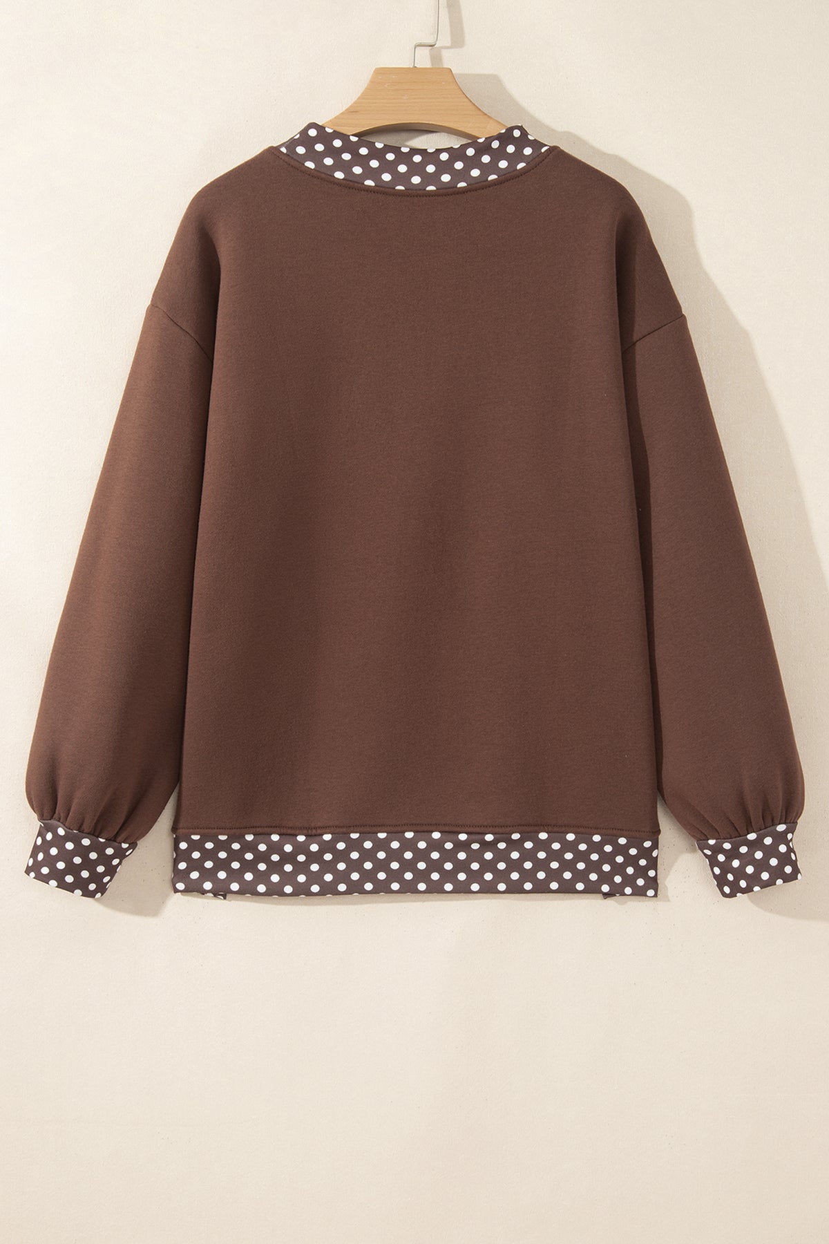 Pink Colorblock Polka Dot Contrast Trim Oversized Sweatshirt