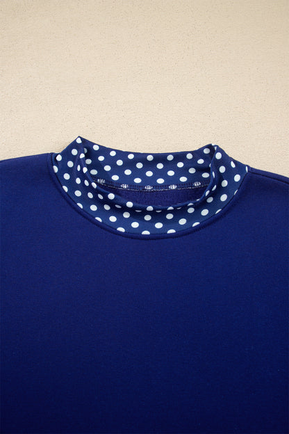 Pink Colorblock Polka Dot Contrast Trim Oversized Sweatshirt