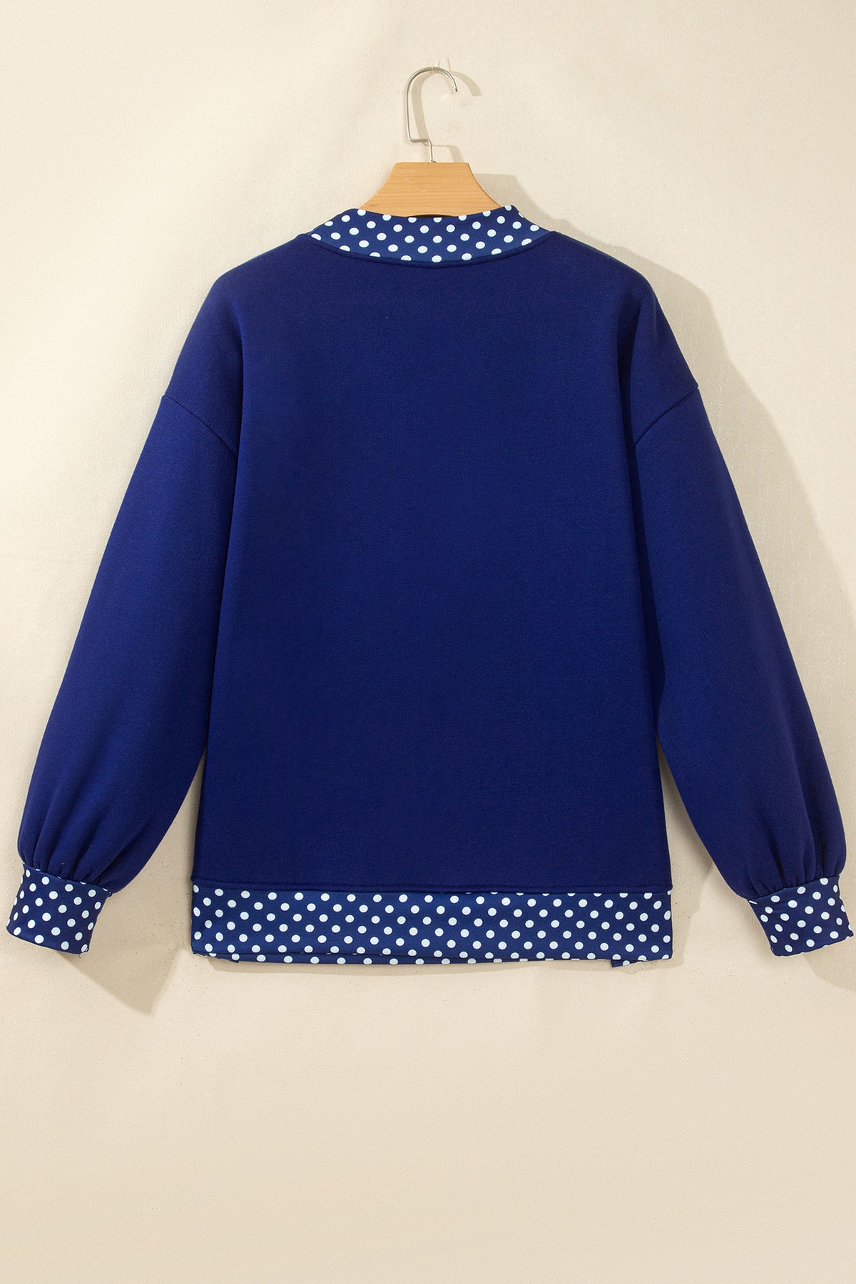 Pink Colorblock Polka Dot Contrast Trim Oversized Sweatshirt