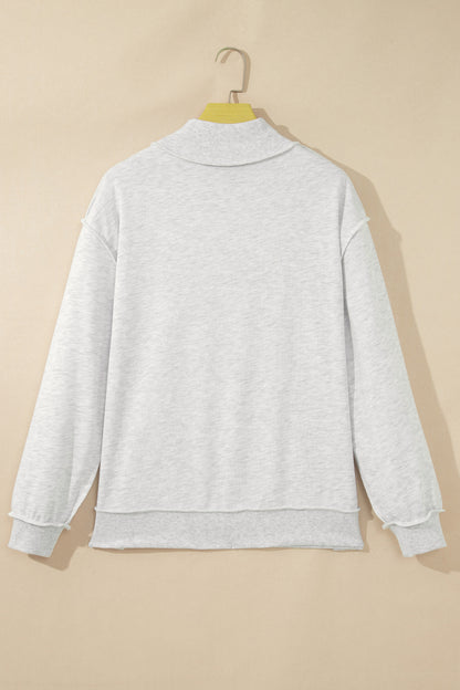 Gray High Neck Polka Dot Slogan Printed Baggy Sweatshirt