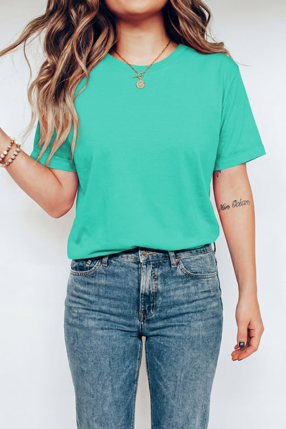 Dark Blue Casual Plain Crew Neck Tee
