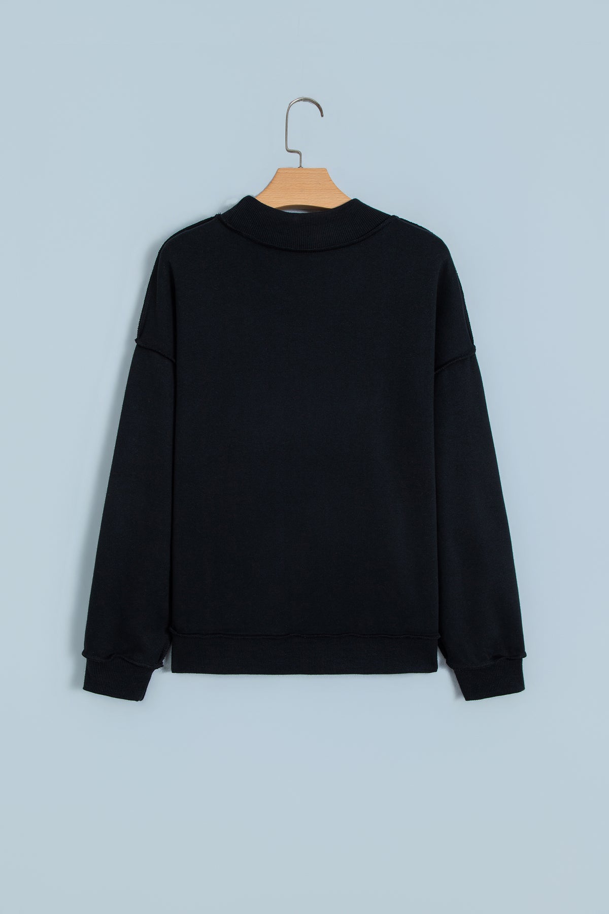 Coffee Oversize Drop Shoulder Reversible Mock Neck Sweatshirt