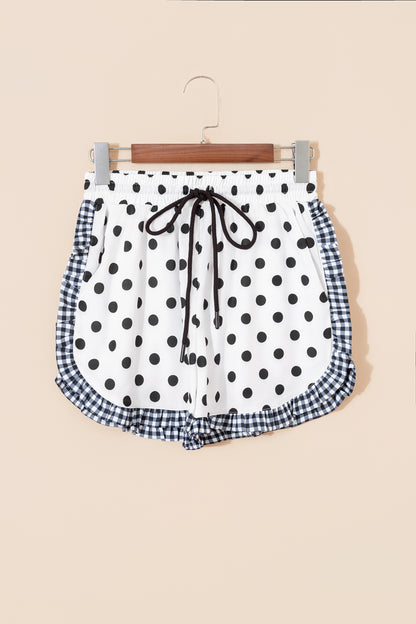 Khaki Leopard Print Contrast Ruffle Trim Shorts