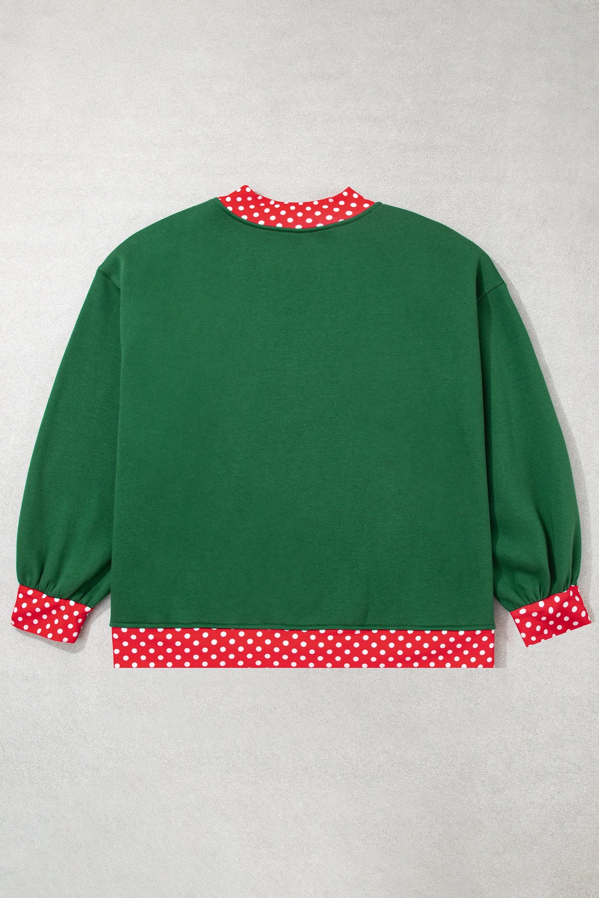 Racing Red Polka Dot Patchwork Round Neck Plus Size Sweatshirt
