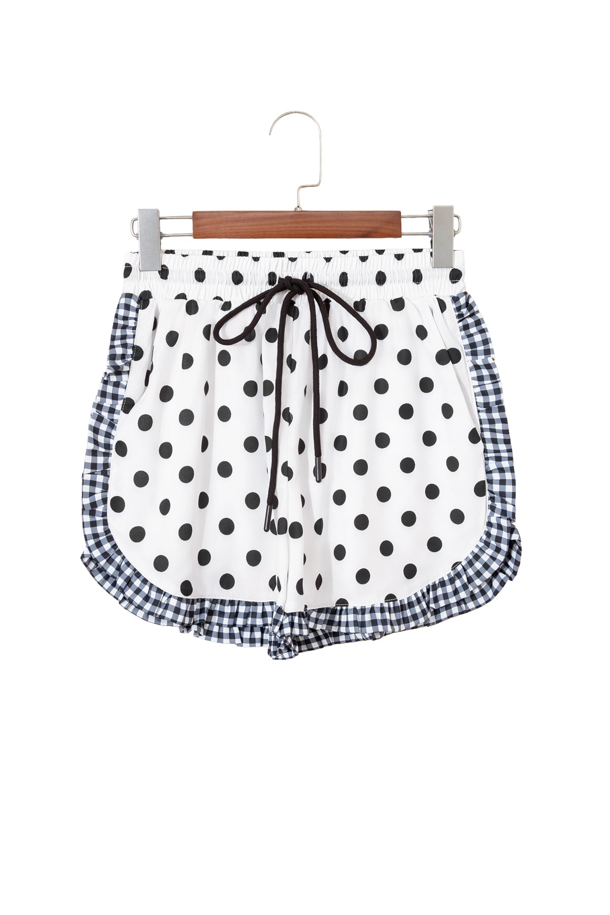 Khaki Leopard Print Contrast Ruffle Trim Shorts
