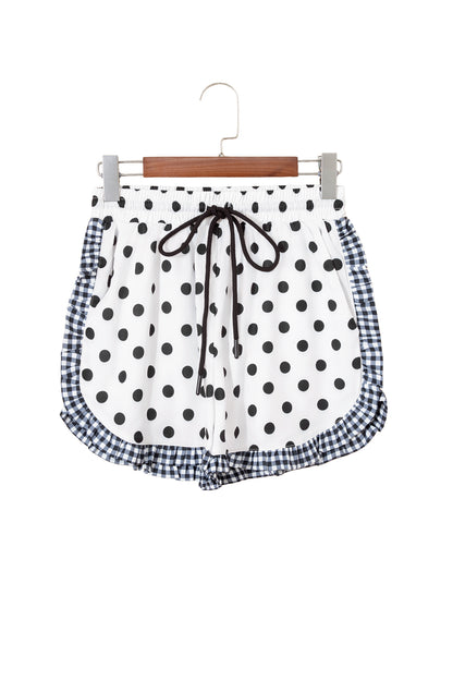 Khaki Leopard Print Contrast Ruffle Trim Shorts