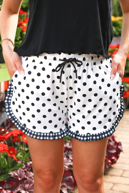 Khaki Leopard Print Contrast Ruffle Trim Shorts