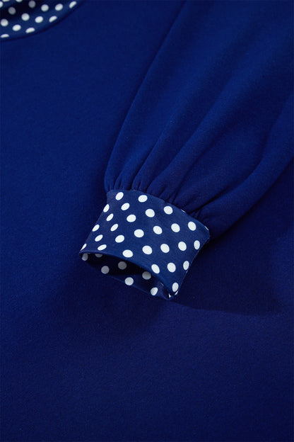 Pink Colorblock Polka Dot Contrast Trim Oversized Sweatshirt