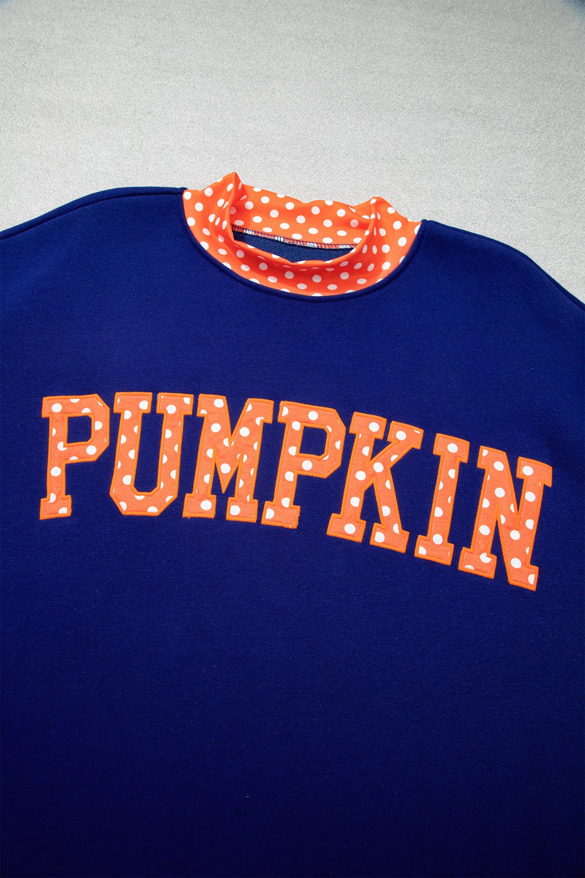 Fiery Red Polka Dot Letter Print Contrast Trim Mock Neck Sweatshirt