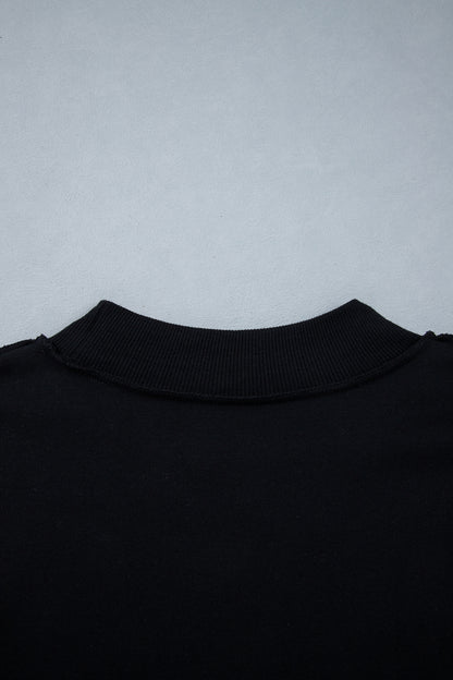 Coffee Oversize Drop Shoulder Reversible Mock Neck Sweatshirt
