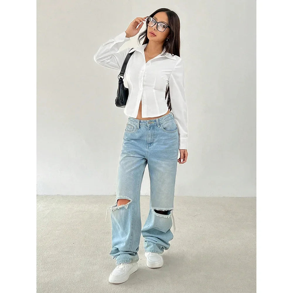 Korean Style Street Girl College Style Long-Sleeved Shirt Cross-Border Foreign Trade Hot-Selling Slim Design Niche Style Top