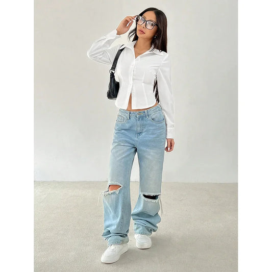 Korean Style Street Girl College Style Long-Sleeved Shirt Cross-Border Foreign Trade Hot-Selling Slim Design Niche Style Top
