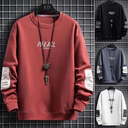 Long-sleeved T-shirt men's autumn 2024 new fashion Joker crew neck loose sweater men's casual handsome top