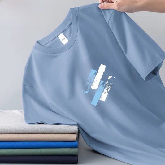 Men's Short-Sleeve T-Shirt, Ice Silk Men's T-Shirt, Summer Round-Neck Base Shirt, Casual Versatile Stylish Short T-Shirt, Men's Slim Fit