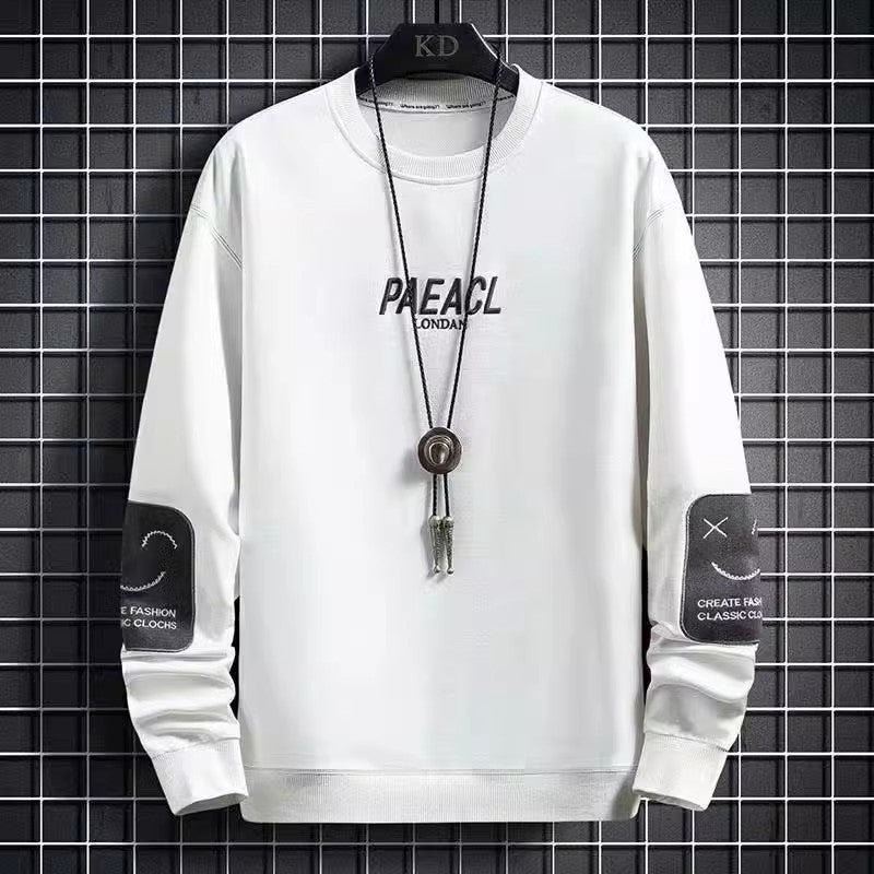 Long-sleeved T-shirt men's autumn 2024 new fashion Joker crew neck loose sweater men's casual handsome top