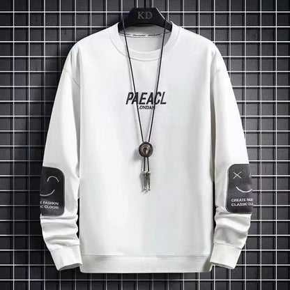 Long-sleeved T-shirt men's autumn 2024 new fashion Joker crew neck loose sweater men's casual handsome top