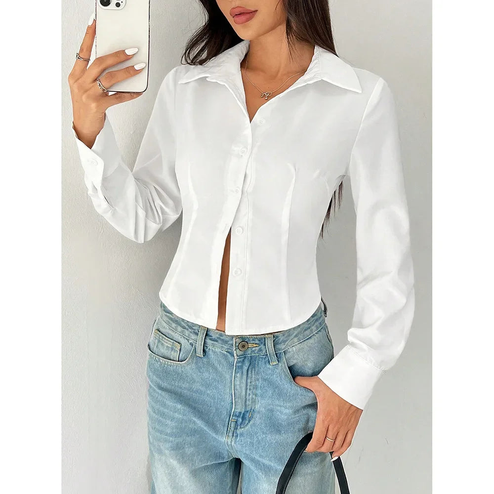 Korean Style Street Girl College Style Long-Sleeved Shirt Cross-Border Foreign Trade Hot-Selling Slim Design Niche Style Top