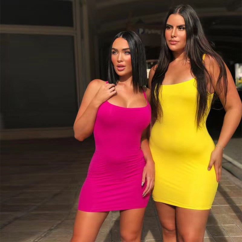 Foreign Trade Spring and Summer Women's Tight-Fit dress European and American Nightclub Hip Skirt Sexy Slip Skirt Outdoor Beach dress