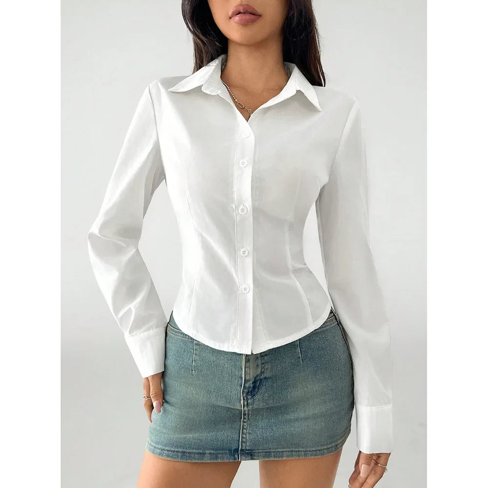 Korean Style Street Girl College Style Long-Sleeved Shirt Cross-Border Foreign Trade Hot-Selling Slim Design Niche Style Top