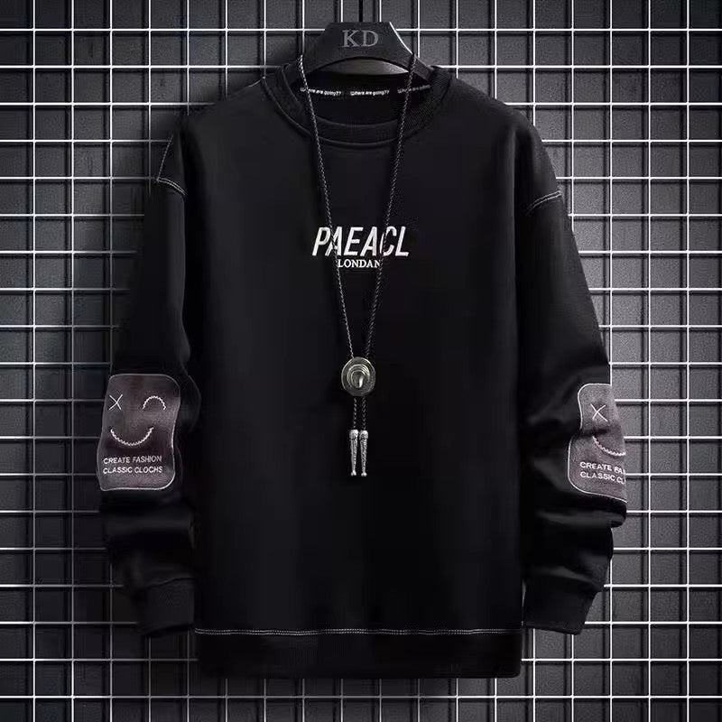 Long-sleeved T-shirt men's autumn 2024 new fashion Joker crew neck loose sweater men's casual handsome top