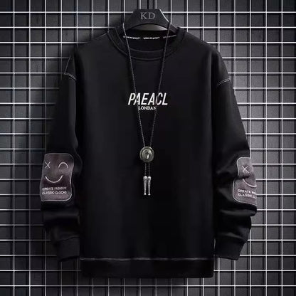 Long-sleeved T-shirt men's autumn 2024 new fashion Joker crew neck loose sweater men's casual handsome top