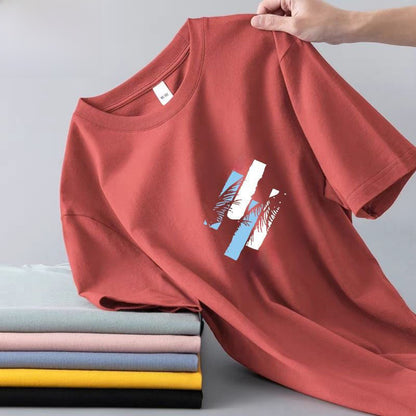 Men's Short-Sleeve T-Shirt, Ice Silk Men's T-Shirt, Summer Round-Neck Base Shirt, Casual Versatile Stylish Short T-Shirt, Men's Slim Fit