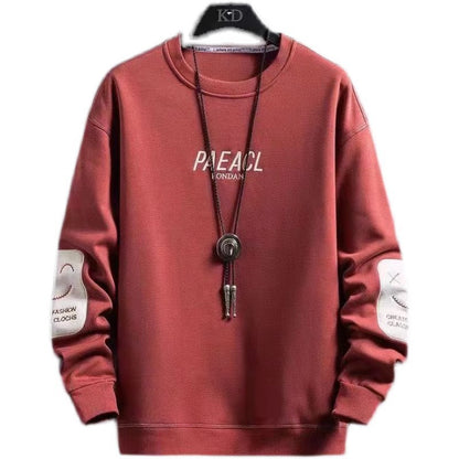 Long-sleeved T-shirt men's autumn 2024 new fashion Joker crew neck loose sweater men's casual handsome top