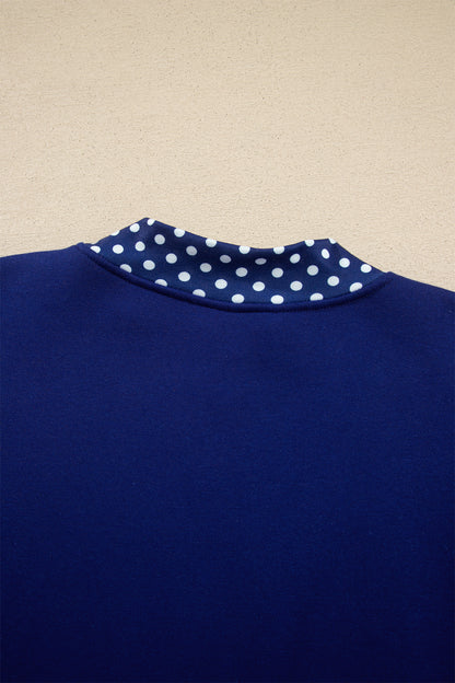 Pink Colorblock Polka Dot Contrast Trim Oversized Sweatshirt
