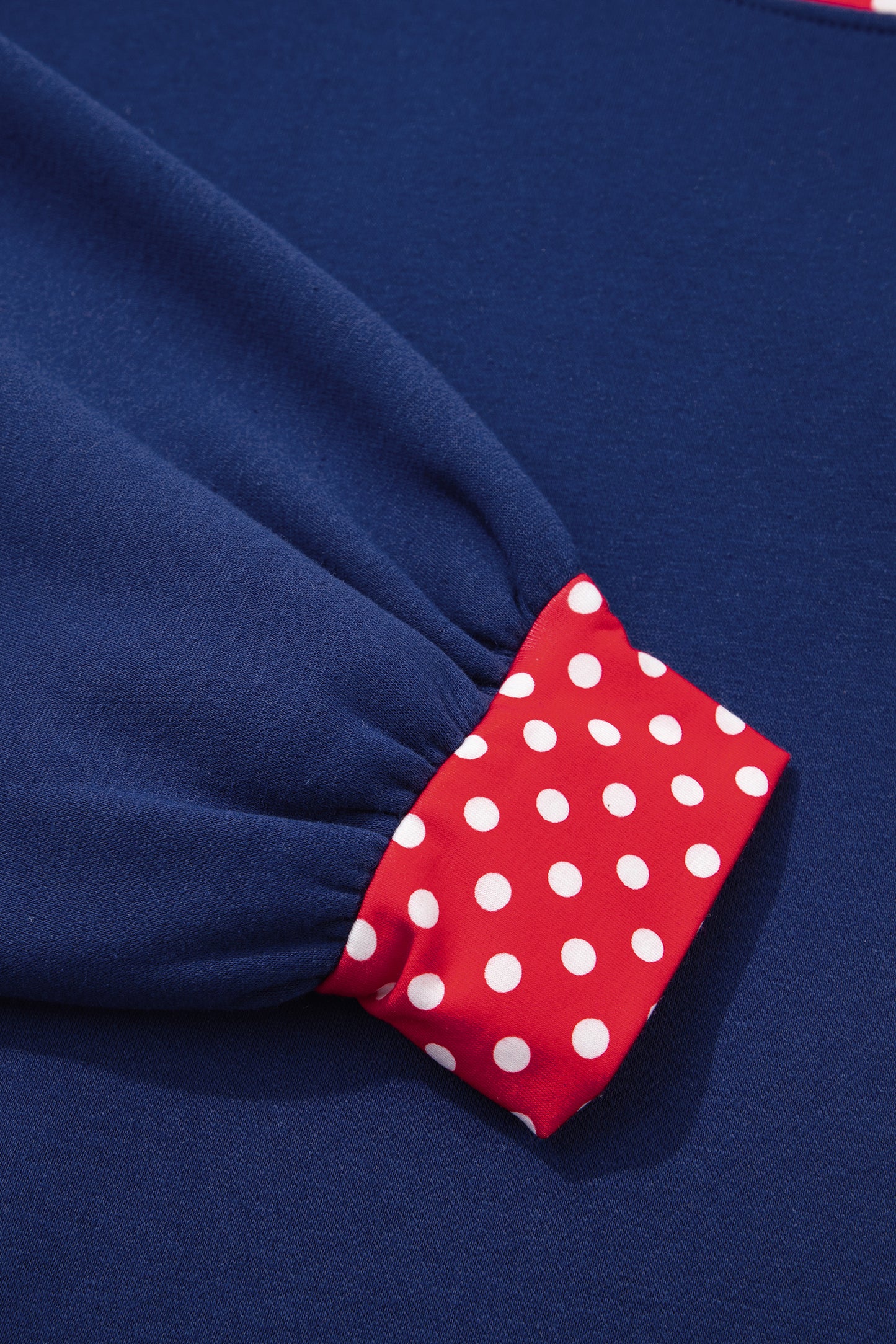 Racing Red Polka Dot Patchwork Round Neck Plus Size Sweatshirt